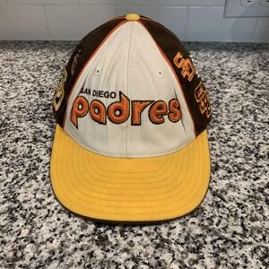 VTG San Diego Padres Hat Cap Fitted Mens 7 1/2 MLB Baseball All Over Embroidered